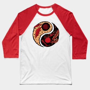 Red and Cream Feathers Yin Yang Baseball T-Shirt